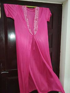 Fuchsia Pink Lace Trim Nighty