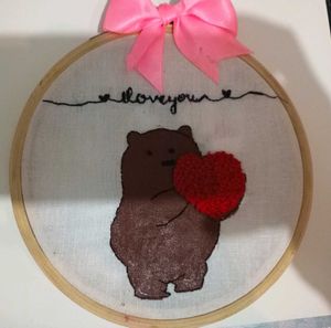 embroidery work teddy painting