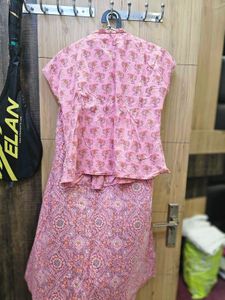 Pink Printed Skirt top Set