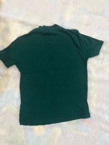 Ribbed Mock Neck T-Shirt