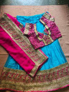 Pink Blue Lehenga Choli