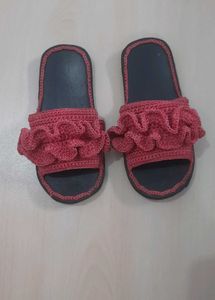 Ruffled Crochet Slides