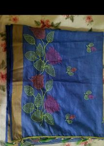 Embroidered Blue Silk Saree