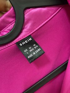Hot Pink Satin Button-Up
