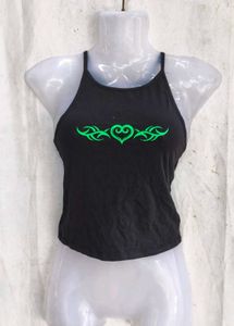 Edgy Black &amp; Green Tribal Heart Cami