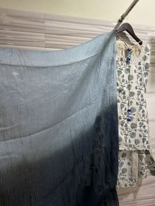 blue and white sharara set