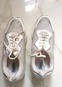 Chunky Silver White Sneakers Shoes Women
