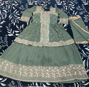 Green Embellished Lehenga Choli