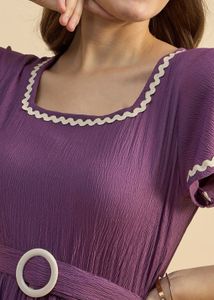 Purple Tiered Dress with Belt
