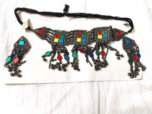 Oxidised Black Metal Ethnic Necklace