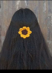 Handmade Crochet Sunflower Hair Clip