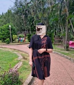 Stylish Black &amp; Brown Printed Shirt Dress 🛒