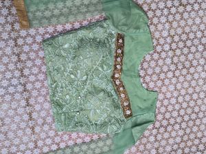 Elegant Mint Green Embroidered Gown