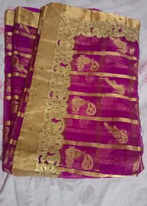 fancy Organza Gold Shining saree
