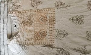 Elegant White Jaipuri Kurta with Gold Print
