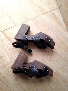 Black color Wedge heel Sandals