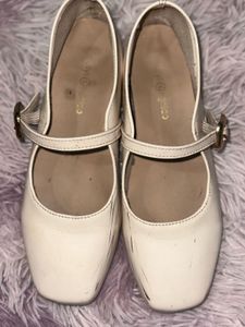 Cream Mary Jane Style Flats