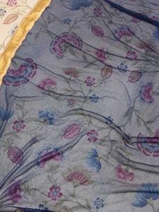 Elegant Navy Blue Saree with Golden Border