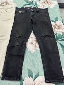 Men's daily wear Jeans - Beige &amp; Black