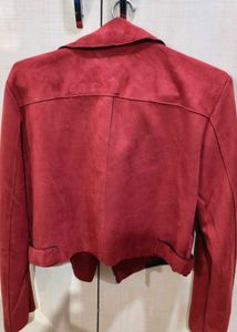 Red Suede Biker Jacket