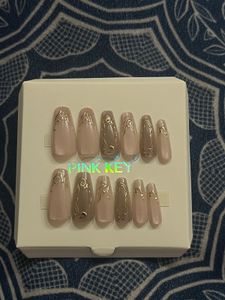 Pink Key Press-On Nails - Nude Elegance