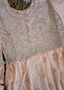Stunning Peach Embroidered Anarkali Gown