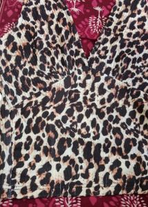 Leopard Print Halter Neck Womens Top