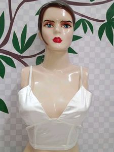 (456)Shein White Satin Bralette