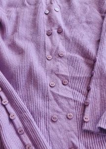 Lilac Ribbed Button-Up Sweater