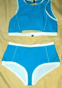 Blue & White Padded Bikini Set