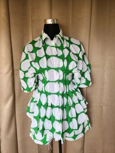 Chic Green Polka Dot peplum co-ord set