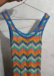 Colorful Crochet Knit Dress