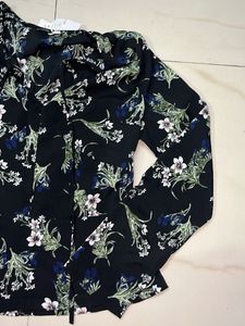 Chic Floral Print Peplum Top