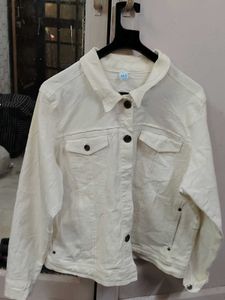 unisex. Cream Denim Jacket