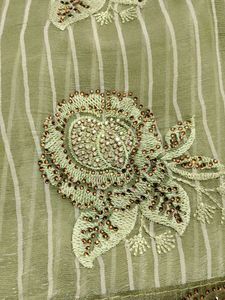 Green Embroidered Fabric