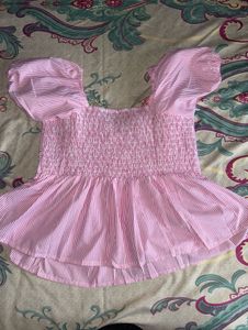 Cute Pink Striped Peplum Top