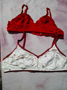 Comfortable Red &amp; Printed Bras (Set of 2)