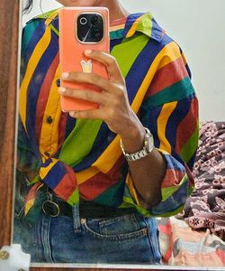 Vibrant Striped Button-Up Shirt