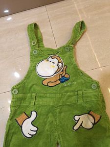 Cute Green Overalls with Monkey Applique