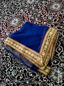 Royal Blue Dupatta with Embellished Border