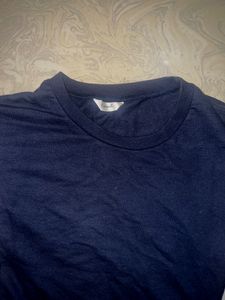 Navy Blue Crop Top With Full Sleeve