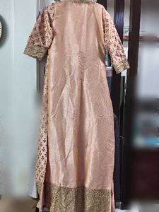 Elegant Peach Embellished Kurta with skirt
