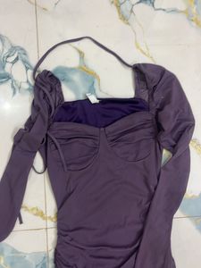 Elegant Purple Ruched Maxi Dress