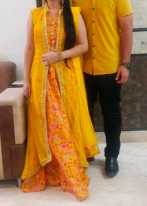 Long Floor Touch Gown With Detachable Jacket