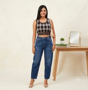 Argyle Knit Crop Top