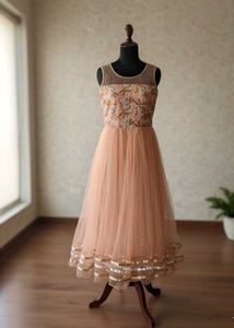 Elegant Peach Net Gown