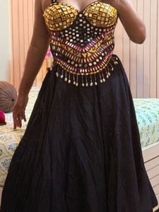 Boho Mirror Work Festival Crop Top