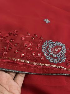Elegant Red Embellished Saree