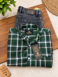 Green Plaid Men's Casual Shirt