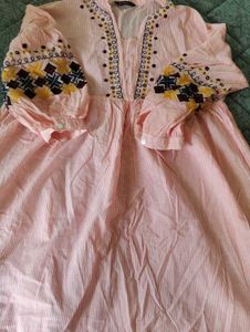 Pink Embroidered Mini Dress